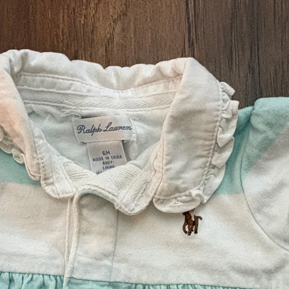 Ralph Lauren Mint and White Striped Baby Dress Set